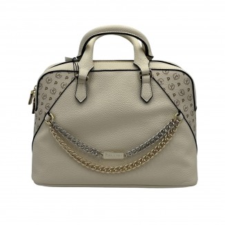 Borsa a mano con tracolla inserto heritage Pollini Silver