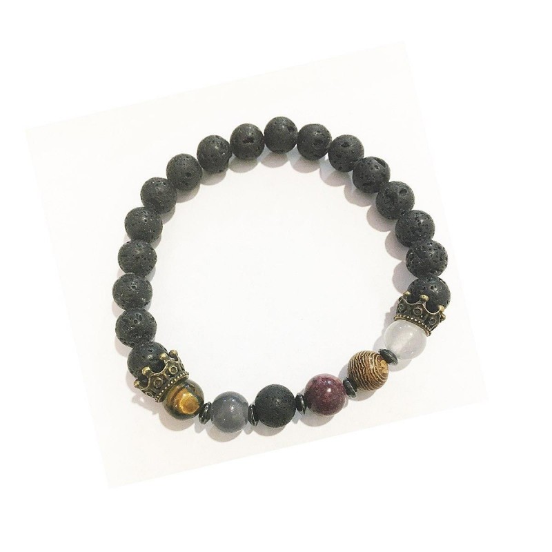 Bracciale con corona e pietre elastico