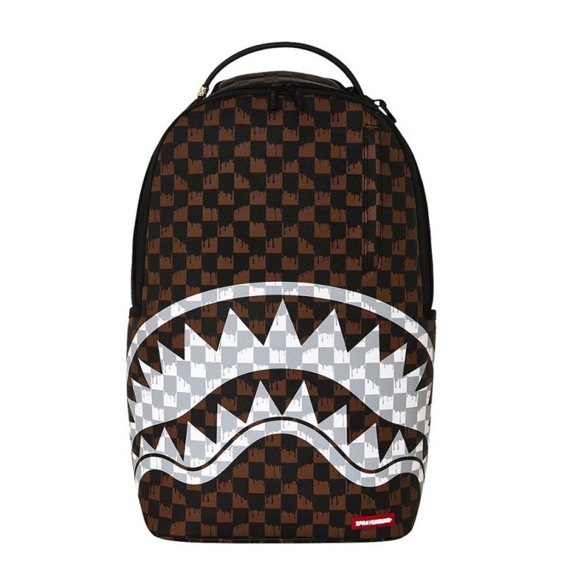 Zaino Brown and cream drip check shark Sprayground