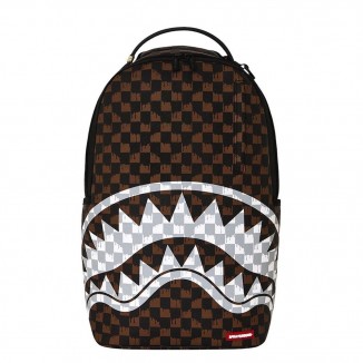 Zaino Brown and cream drip check shark Sprayground