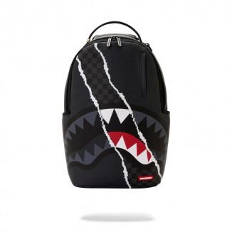 Zaino Center rip revealing gray check Sprayground