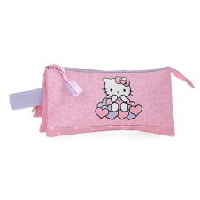Astuccio 3 comparti Hearts & Dots Hello Litty Sanrio