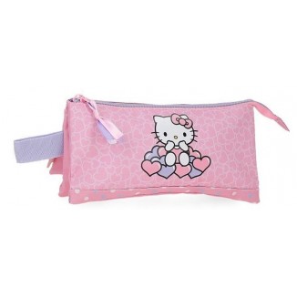 Astuccio 3 comparti Hearts & Dots Hello Litty Sanrio