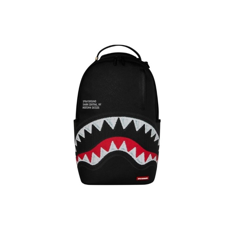 Zaino Shark central black embroidered shark Sprayground
